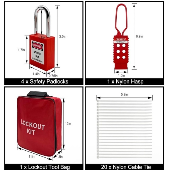 Electrical Lockout Tagout Kit OSHA Compliant Circuit Breaker Lockout Safety (NEW - Picture 3 of 6